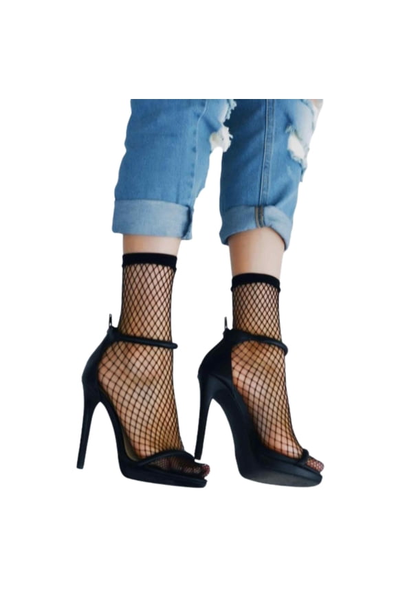 Women's Medium Gauge Fishnet Socks, Ankle Cut / Black, One Size, 3-Pair Pack