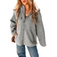 thumbnail image 1 of Women's Medium Grey Fleece Zip Up Drawstring Hooded Jacket with Pockets | (US 20-22)2XL, 1 of 5