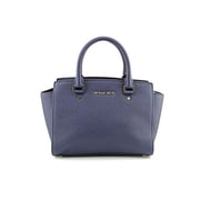 Womens Medium Selma Top-Zip Leather Top-Handle Satchel - Navy