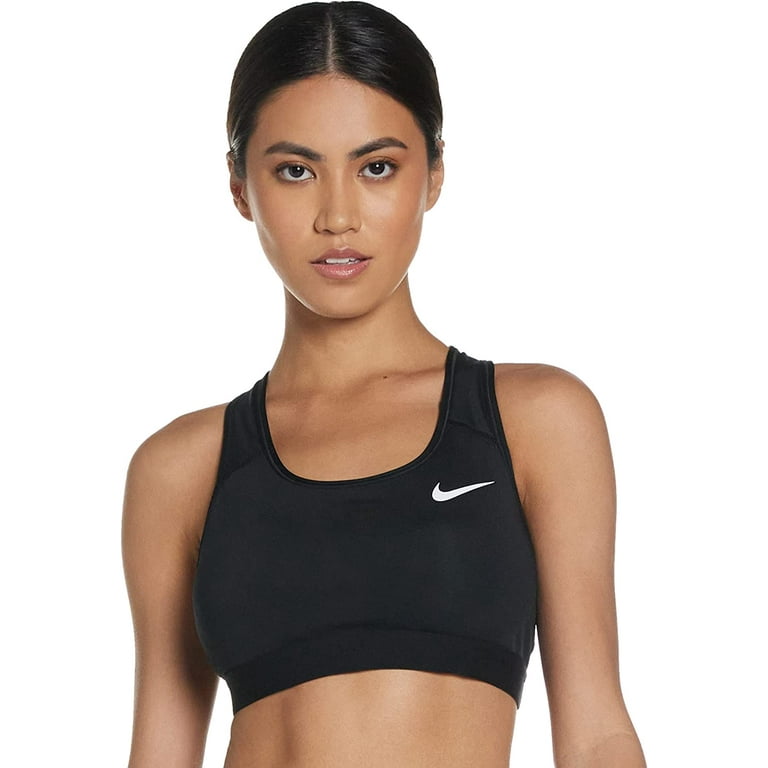 Women's Medium Support Non Padded Sports Bra with Band Black/Black/(White)  X-Small