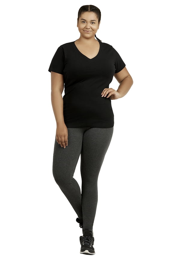 Women's Medium Weight Breathable Cotton Leggings Plus Size (XL, Charcoal Gray)