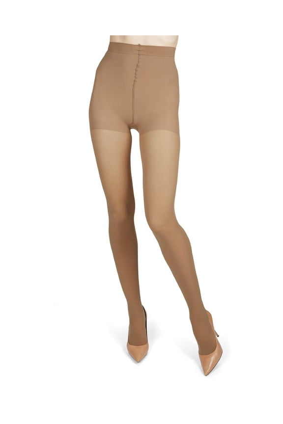 Women's Melas Microfiber Opaque Control Top Tights - Womens - Female (M-L, Taupe)