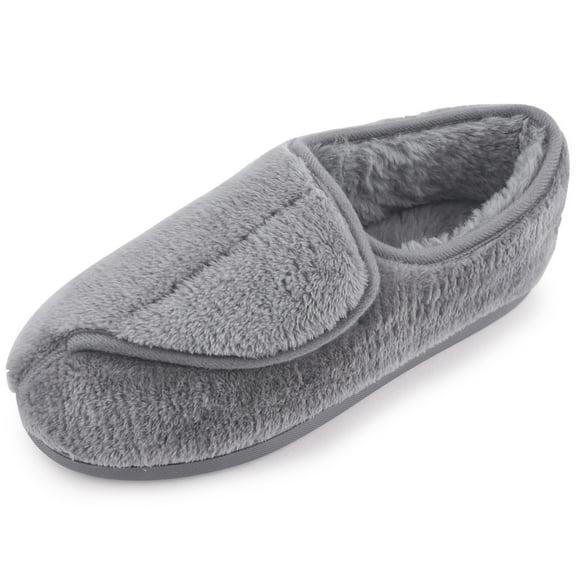 Women Memory Foam Diabetic Slippers Arthritis Edema Adjustable Comfortable House Shoes Closed Toe, Grey 8