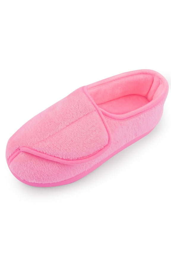 Women Memory Foam Diabetic Slippers Arthritis Edema Adjustable Comfortable House Shoes Closed Toe, Pink 8