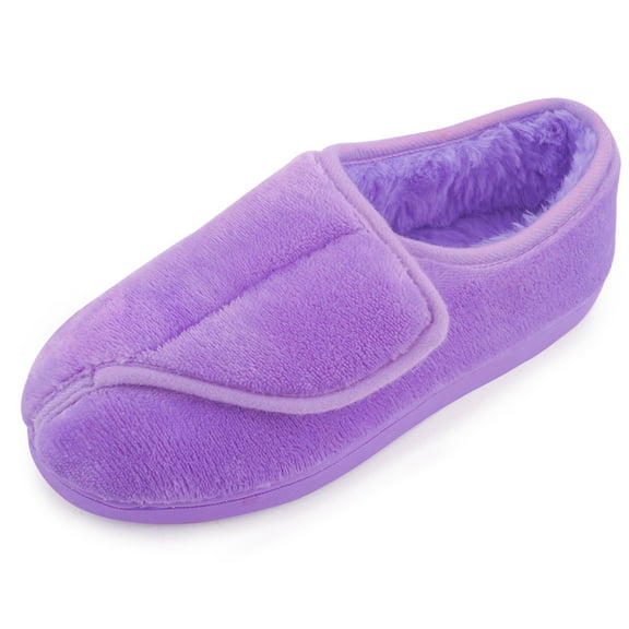Women's Memory Foam Diabetic Slippers Arthritis Edema Adjustable Comfortable House Shoes Closed Toe, Purple 8