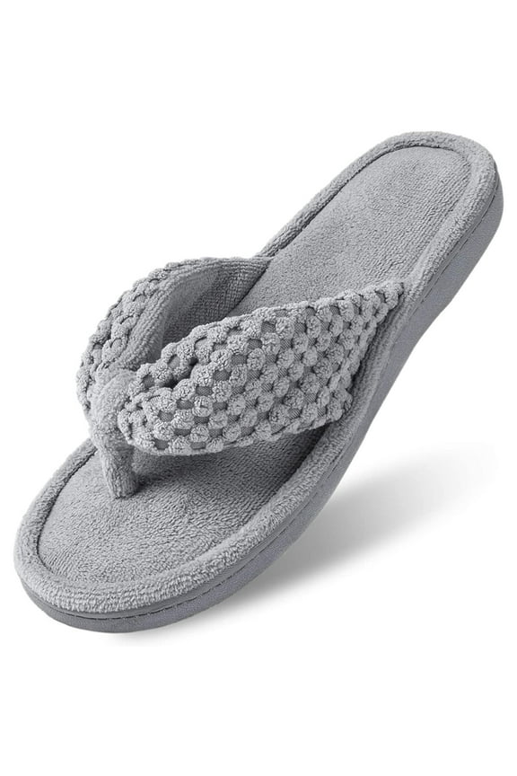 Women's Memory Foam Open Toe Slide Slippers with Adjustable Strap and Cozy Terry Lining