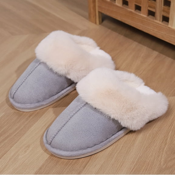 Women's Memory Foam Slippers - Slip-On Suede Scuff with Foot Arch Pad
 & Faux Fur Lining  Indoor Outdoor House Shoes
