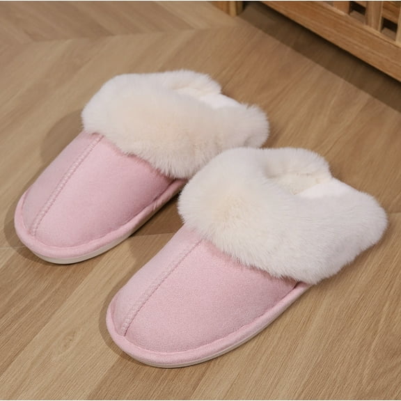 Women's Memory Foam Slippers - Slip-On Suede Scuff with Foot Arch Pad
 & Faux Fur Lining  Indoor Outdoor House Shoes