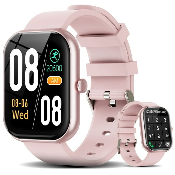 Women's Men Smart Watch(Answer/Make Phone Calls)Bluetooth Call Compatible with Ios and Android, IP68 Waterproof Smart Watches,Pink