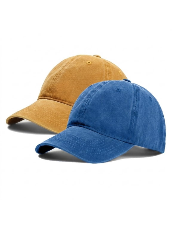Women's & Men's 2-Pack Plain Baseball Caps - Solid Color Unisex Dad Hats for Casual Daily Wear, Soft Cotton Adjustable Sports Caps