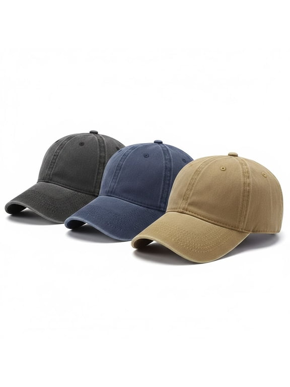 Women's & Men's 3-Pack Plain Baseball Caps - Solid Color Unisex Dad Hats for Casual Daily Wear, Soft Cotton Adjustable Sports Caps (Multi-Color Set)