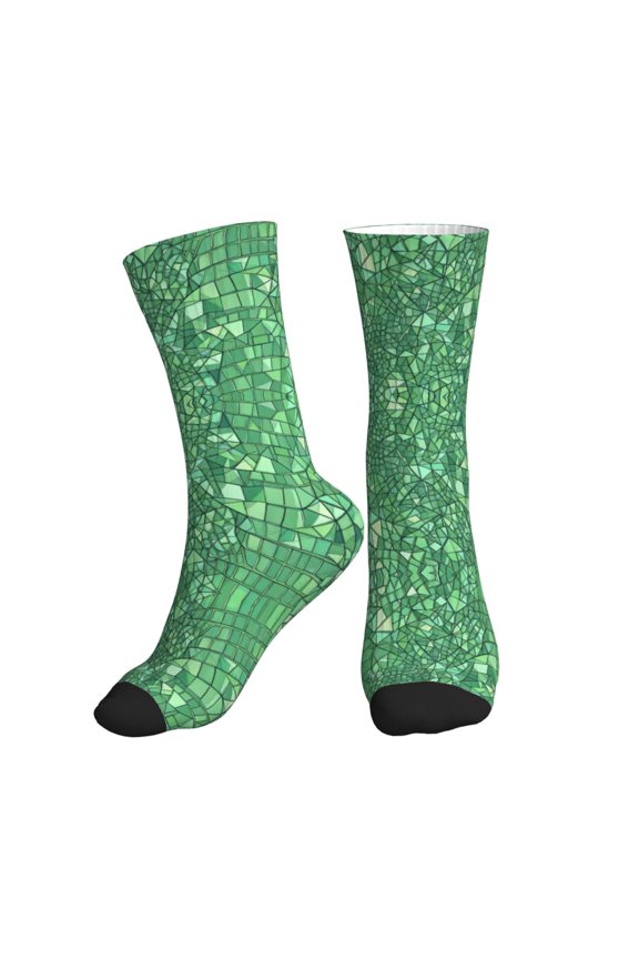Women's Men's Alligator Skin Green Texture Pattern Colorful Novelty Pattern Crew Athletic Socks