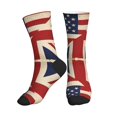 thumbnail image 1 of Women's Men's America British Flag Colorful Novelty Pattern Crew Athletic Socks, 1 of 7