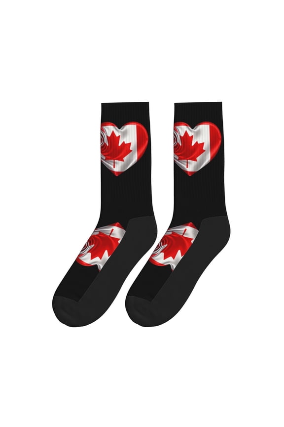 Women's Men's America Canada Flag Art Novelty Athletic Socks Casual Crew Socks