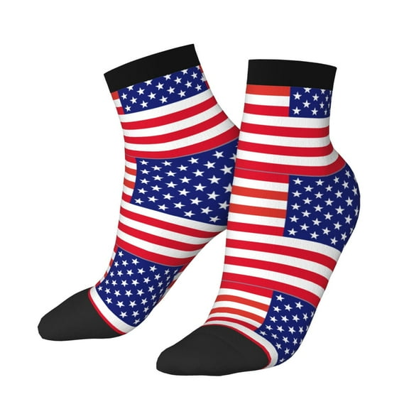 Women's Men's America Flag Patriotic Lightweight Ventilation Quarter Ankle Socks