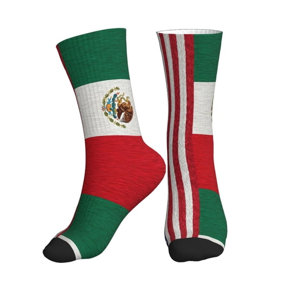 Women's Men's America Mexican Flag Colorful Novelty Pattern Crew Athletic Socks