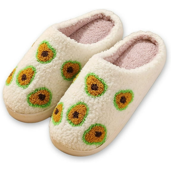 Women's Men's Cute Fruits Slippers Fuzzy Soft Warm Slippers House Shoes