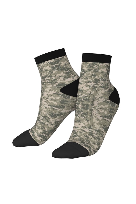 Women's Men's Army Pixel Camouflage Lightweight Ventilation Quarter Ankle Socks