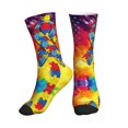thumbnail image 1 of Women's Men's Autism Awareness Puzzle Flag Colorful Novelty Pattern Crew Athletic Socks, 1 of 7