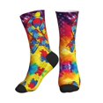 thumbnail image 1 of Women's Men's Autism Awareness Puzzle Flag Colorful Novelty Pattern Crew Athletic Socks, 1 of 7