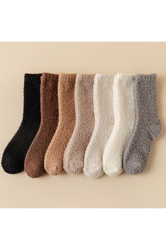 Women's Men's Autumn Warm Solid Color Mid Calf Socks Novelty Men's Crew Socks Grey One Size