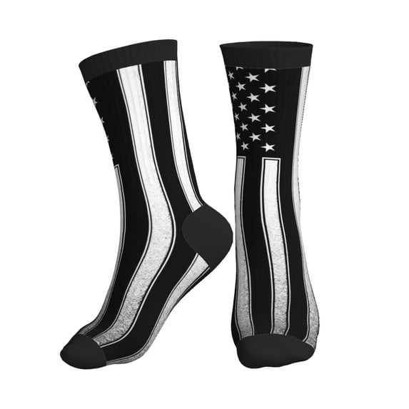 Women's Men's Black America Flag Colorful Novelty Pattern Crew Athletic Socks