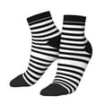 thumbnail image 1 of Women's Men's Black And White Stripe Lightweight Ventilation Quarter Ankle Socks, 1 of 7