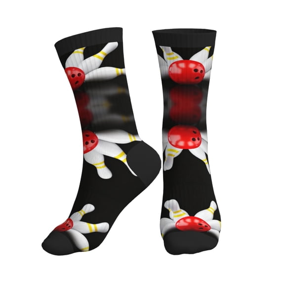 Women's Men's Bowling Bottle Print Colorful Novelty Pattern Crew Athletic Socks