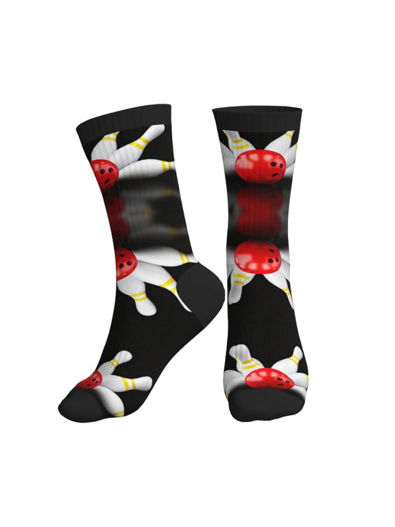 Women's Men's Bowling Bottle Print Colorful Novelty Pattern Crew Athletic Socks