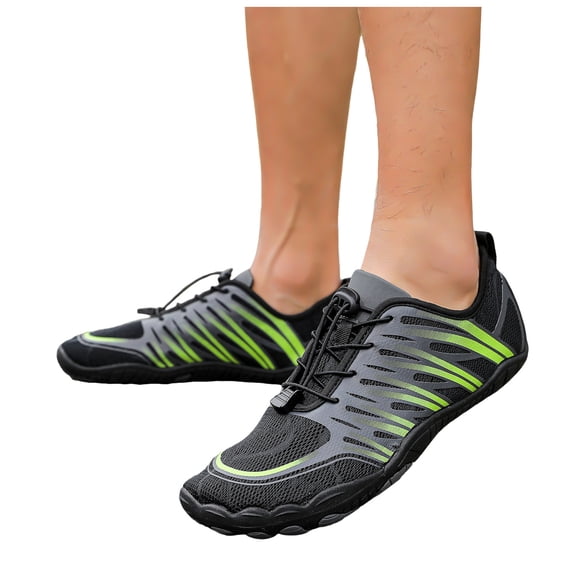 Women's Men's Breathable Slip On Water Shoes Outdoor Non Slip Camping Hiking Shoes Lightweight Five Finger Shoes Green Size 8.5