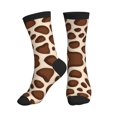 thumbnail image 1 of Women's Men's Brown And Yellow Giraffe Spotted Colorful Novelty Pattern Crew Athletic Socks, 1 of 7