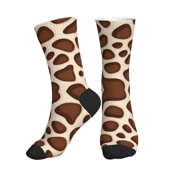 Women's Men's Brown And Yellow Giraffe Spotted Colorful Novelty Pattern Crew Athletic Socks