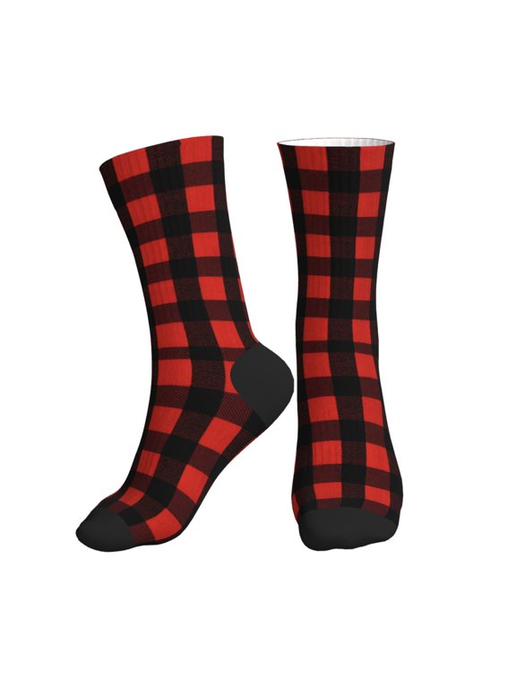 Women's Men's Buffalo Plaid Colorful Novelty Pattern Crew Athletic Socks