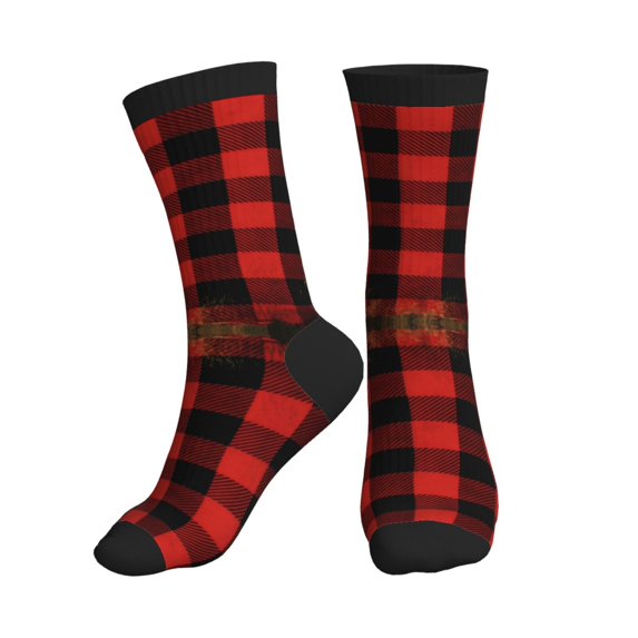 Women's Men's Buffalo Plaid Red Checkered Colorful Novelty Pattern Crew Athletic Socks
