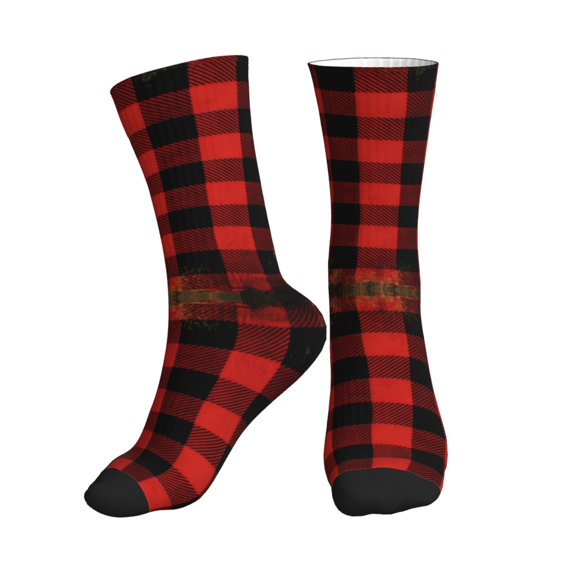 Women's Men's Buffalo Plaid Red Checkered Colorful Novelty Pattern Crew Athletic Socks