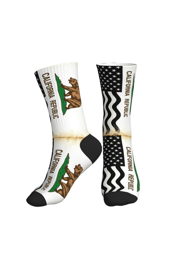 Women's Men's California America Flags Colorful Novelty Pattern Crew Athletic Socks