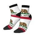 thumbnail image 1 of Women's Men's California Flag Lightweight Ventilation Quarter Ankle Socks, 1 of 7