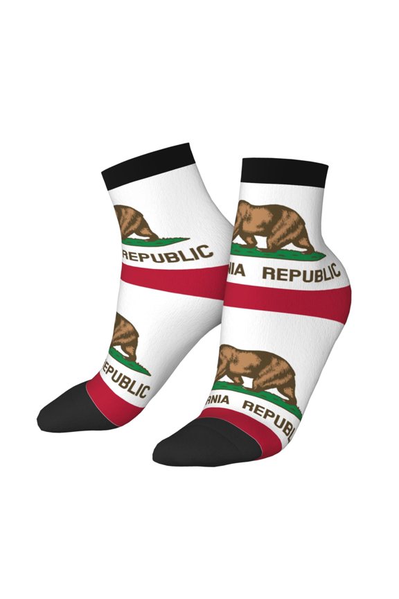 Women's Men's California Flag Lightweight Ventilation Quarter Ankle Socks