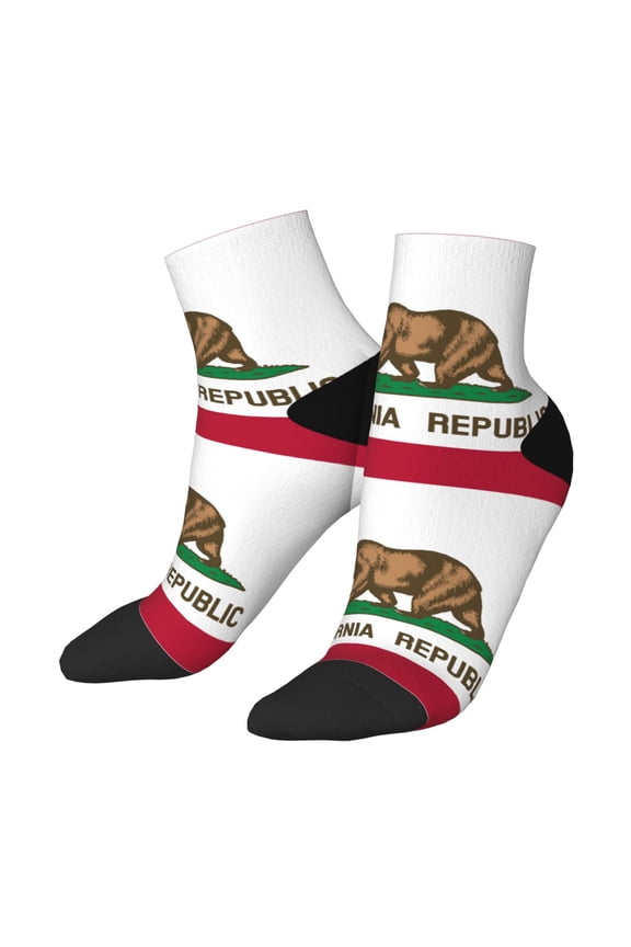 Women's Men's California Flag Lightweight Ventilation Quarter Ankle Socks