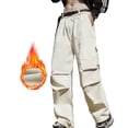 thumbnail image 1 of Women's Men's Cargo Pants, Velvet-lined Outdoor Hiking Pants for Winter, Waterproof Windproof, 1 of 7