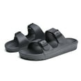 thumbnail image 1 of Women's Men's Comfort Slides Double Buckle Adjustable Rubber Slide Sandals EVA Flat Sandals, 1 of 10