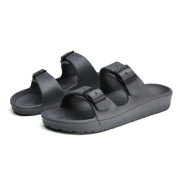 Women's Men's Comfort Slides Double Buckle Adjustable Rubber Slide Sandals EVA Flat Sandals