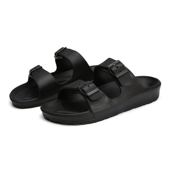 Women's Men's Comfort Slides Double Buckle Adjustable Rubber Slide Sandals EVA Flat Sandals