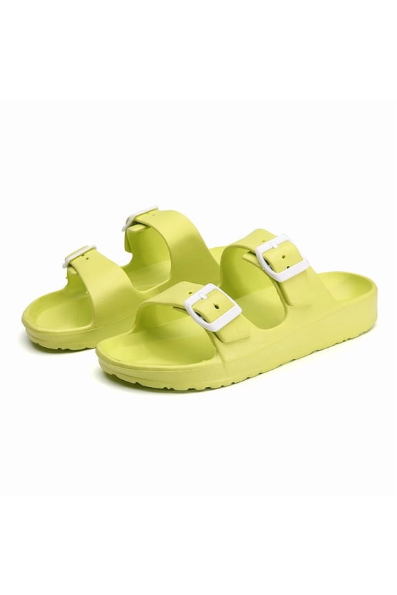 Women's Men's Comfort Slides Double Buckle Adjustable Rubber Slide Sandals EVA Flat Sandals