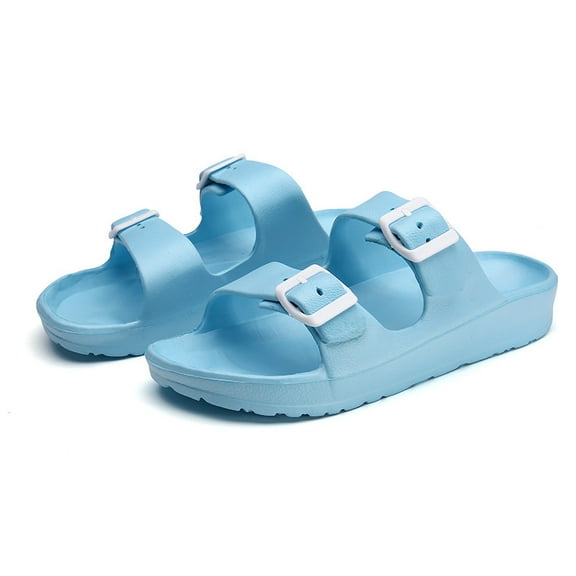 Women's Men's Comfort Slides Double Buckle Adjustable Rubber Slide Sandals EVA Flat Sandals