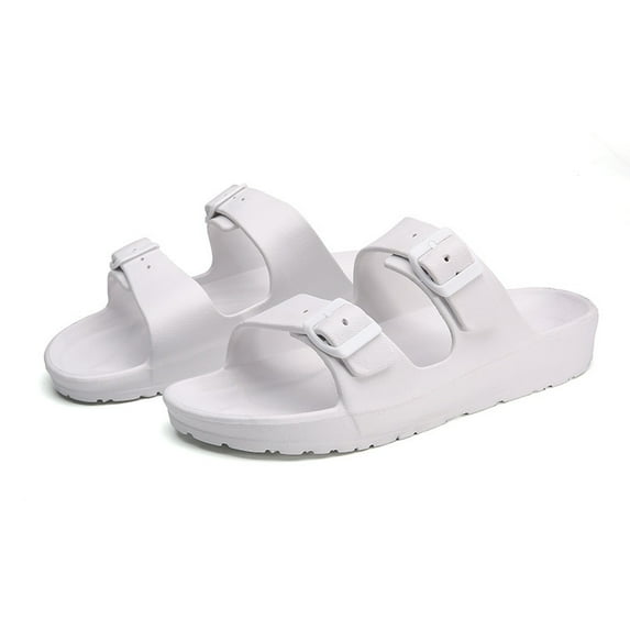 Women's Men's Comfort Slides Double Buckle Adjustable Rubber Slide Sandals EVA Flat Sandals