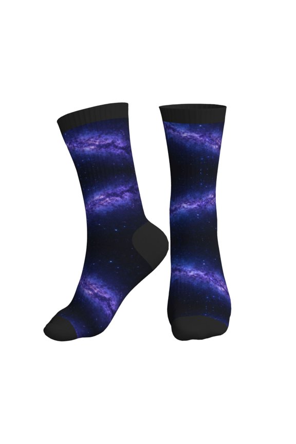 Women's Men's Cosmic-Starry-Sky Pattern Colorful Novelty Pattern Crew Athletic Socks
