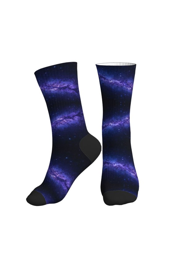 Women's Men's Cosmic-Starry-Sky Pattern Colorful Novelty Pattern Crew Athletic Socks