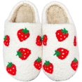 thumbnail image 1 of Women's Men's Cute Fruits Slippers Fuzzy Soft Warm Slippers House Shoes, 1 of 9