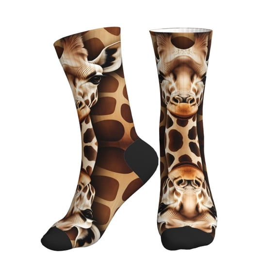 Women's Men's Dark Giraffe Print Colorful Novelty Pattern Crew Athletic Socks